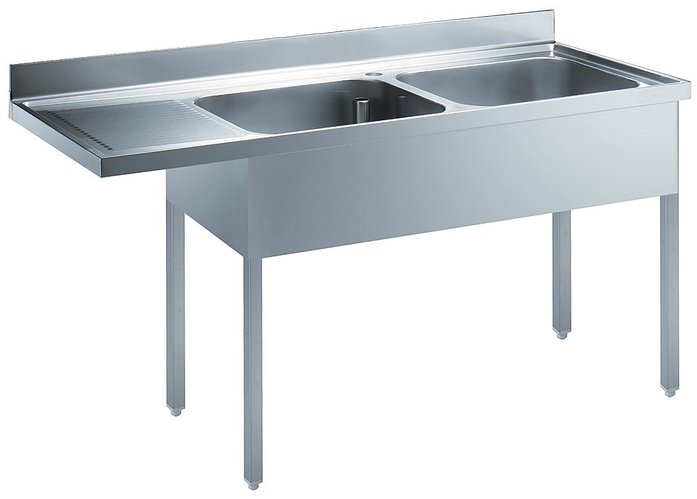 Eco Preparation 1800 mm Soaking Sink for Dishwasher with 2 Bowls Left drain (132939