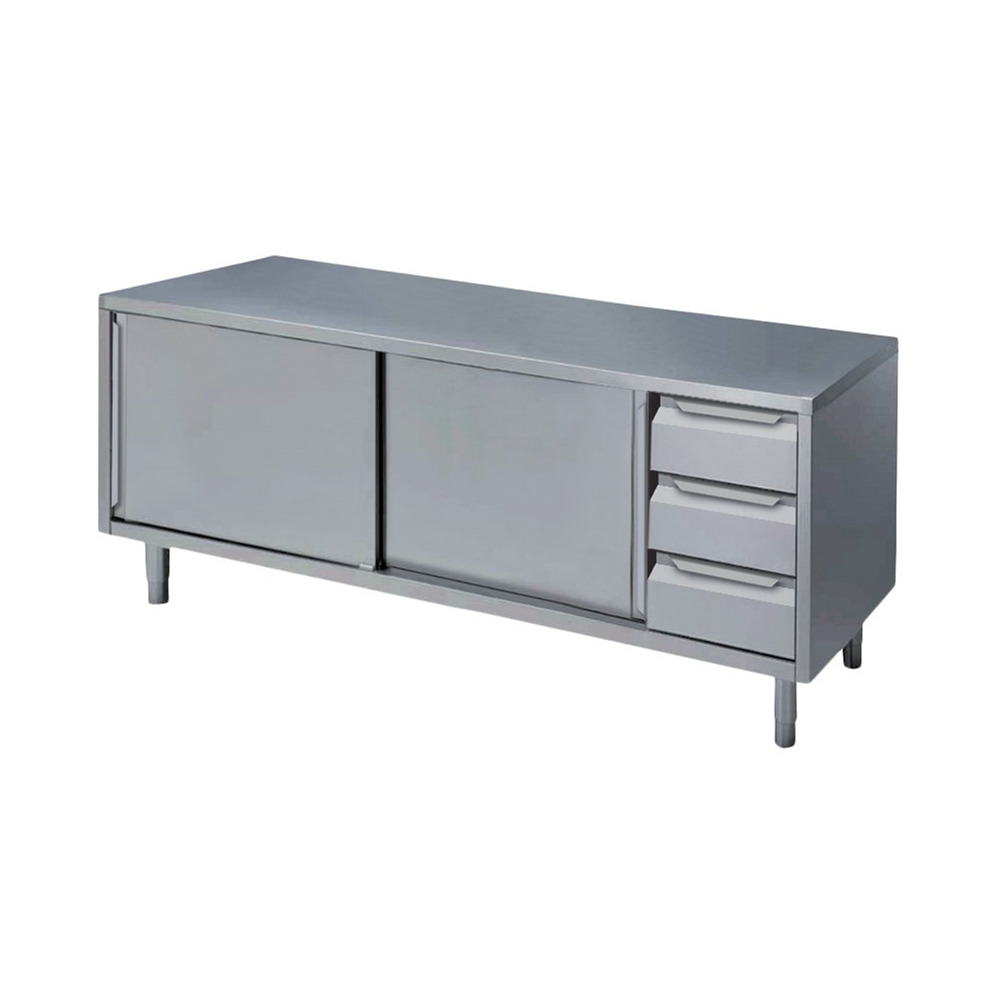 Standard Preparation 1600 mm Table with 3 Right Drawers & Sliding Doors ...