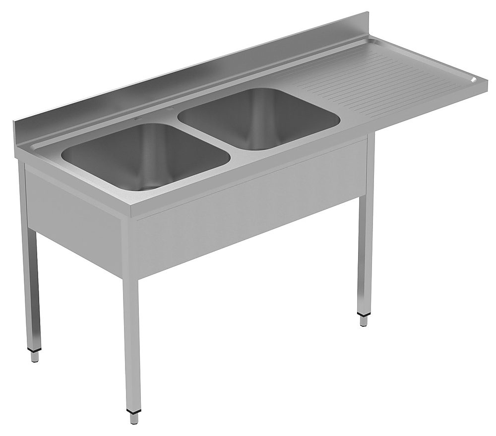 PLUS Static Preparation 1800 mm Sink Unit for Dishwasher with 2 Bowls