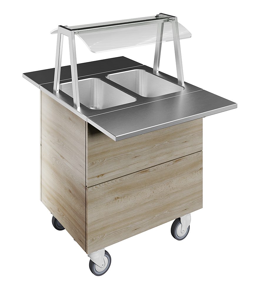 Idea Bainmarie, two wells (2GN) with wheels H=900mm, overshelf with