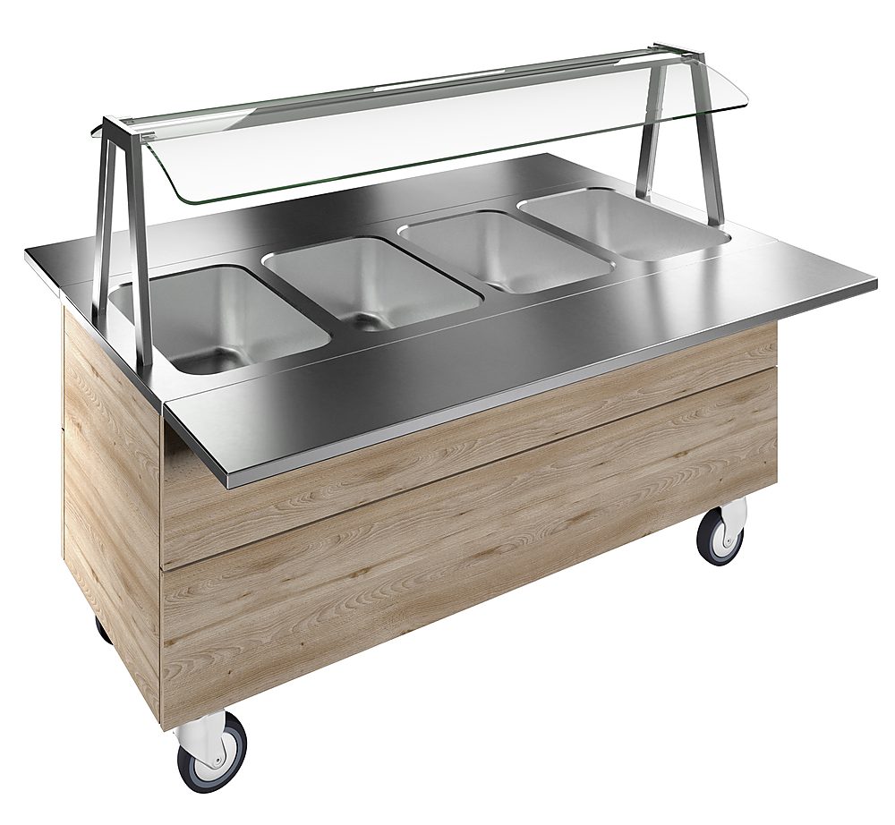 Idea Bainmarie, four wells (4GN) with wheels H=750mm, overshelf with