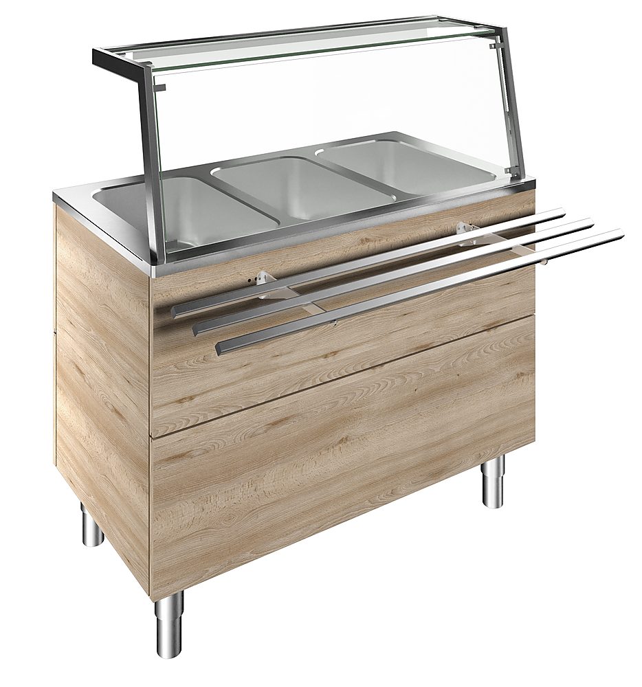 Idea Bainmarie, three wells (3GN) H=900mm, overshelf with LED lights