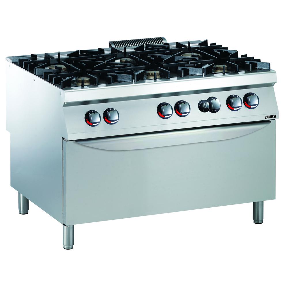 Modular Cooking Range Line EVO900 6Burner Gas Range on Large Gas Oven (392037) Zanussi
