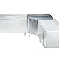 Preparazione Statica Standard<br>Tavolo armadiato ad angolo con alzatina, 1 ripiano e 1 porta battente