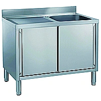 Preparazione Statica Standard<br>Lavatoio armadiato con 1 vasca, gocciolatoio sinistro e 2 porte scorrevoli, da 1200 mm