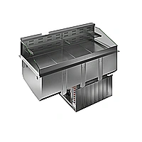 Drop-in<br>Vasca refrigerata da incasso, ventilata, con un ripiano refrigerato e un ripiano neutro per 4 bacine