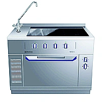 Modular Cooking<br>Hel häll induktion (zonfri) på statisk ugn, blandare till vänster, 1200 mm, betjänas från 1 sida med