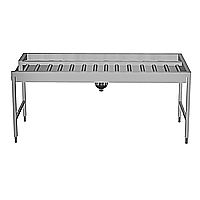 Movimentazione Stoviglie<br>Tavolo di sbarazzo manuale per 4 cesti con vasca, carico laterale, da sinistra a destra, 2130 mm