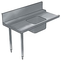 Movimentazione Stoviglie<br>Tavolo di prelavaggio per capottine con vasca 600x500 e foro, da destra verso sinistra – 1400 mm