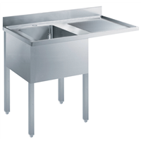Standard werktafels - Spoeltafel voor afwasmachine 1200 mm, opstaande rand, 1 spoelbak links, open onderbouw