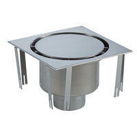 Pilette e vasche a pavimento - Piletta sifoide top pieno, scarico verticale, AISI 304 - 300x300 mm