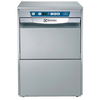 Afwas apparatuur - Frontlader afwasmachine, 40 k/u, dubbelwandig, atmosferische boiler, afvoerpomp, zeeppomp