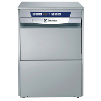 Afwas apparatuur - Frontlader afwasmachine, 40 k/u, dubbelwandig, drukboiler, afvoerpomp, zeeppomp, koude naspoeling