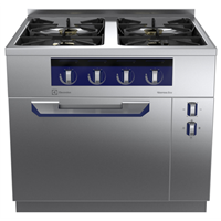 Gamma cottura modulare - thermaline 90 - Cucina a gas 4 fuochi su forno elettrico 1 lato operatore profilo igienico alzatina