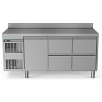 Crio Line HP - Refrigerated Counter - 440lt, 1-Door, 4x1/2 Drawers, Upstand