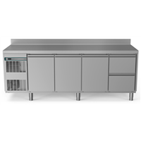 Crio Line HP - Refrigerated Counter - 590lt, 3-Door, 2-Drawer, Upstand