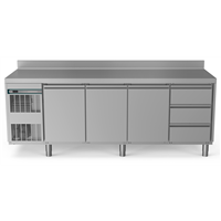 Crio Line HP - Refrigerated Counter - 590lt, 3-Door, 3x1/3 Drawers, Upstand