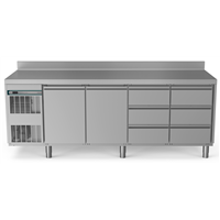 Crio Line HP - Refrigerated Counter - 590lt, 2-Door, 6x1/3 Drawers, Upstand