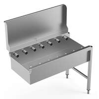 Handling systeem voor afwasmachine - Rollenbaan, diepe bak, korte rollen, spatwand, 1100 mm