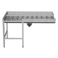 Handling systeem voor afwasmachine - Gekoppelde handmatige sorteertafel voor 3 korven, links>rechts, haakse aansluiting, 1576 mm