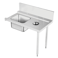 Handling systeem voor afwasmachine - Aanvoertafel voor korventransportmachine rechts > links, spoelbak, afvalgat, 1200 mm