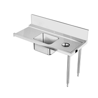 Handling systeem voor afwasmachine - Aanvoertafel voor korventransportmachine rechts > links, spoelbak, afvalgat, 1600 mm