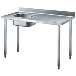 Standard Preparation1400 mm Work Table with Upstand - Left Bowl