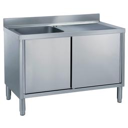 Preparación Standard<br>Armario con fregadero con 1 seno 600x500 mm, escurridor derecho y 2 puertas corredizas, 1400 mm