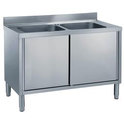Preparación Standard<br>Armario con fregadero con 2 senos 600x500 mm y 2 puertas corredizas, 1400 mm