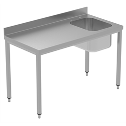 PLUS - Static preparation1400 mm Work Table with Upstand - Right Bowl