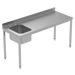 PLUS - Static preparation1800 mm Work Table with Upstand - Left Bowl