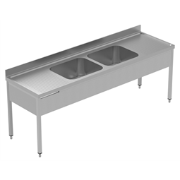 PLUS - Static Preparation2400 mm Sink Unit with 2 Bowls + Drainers