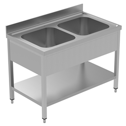 PLUS - Static Preparation1200 mm Sink Unit with 2 Bowls and with Shelf