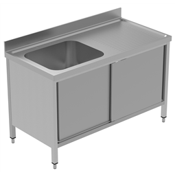 PLUS - Static Preparation1400 mm Sink Cupboard with 1 Bowl - Right Drainer