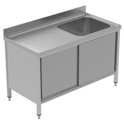 PLUS - Static Preparation1400 mm Sink Cupboard with 1 Bowl - Left Drainer