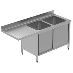 PLUS - Static Preparation1800 mm Sink Cupboard for Dishwasher  with 2 Bowls - Left Drainer