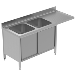 PLUS - Static Preparation1800 mm Sink Cupboard for Dishwasher  with 2 Bowls - Right Drainer