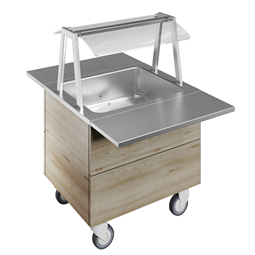 Flexy CompactBain-marie, air ventilated, one well (2GN) with wheels H=750mm, overshelf with LED lights