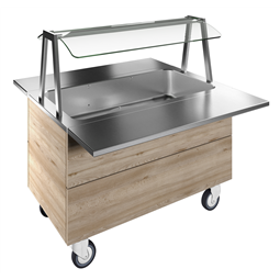 Flexy CompactBain-marie, air ventilated, one well (3GN) with wheels H=750mm, overshelf with LED lights