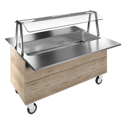 Flexy CompactBain-marie, air ventilated, one well (4GN) with wheels H=750mm, overshelf with LED lights