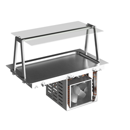 Drop-InDrop-in refrigerated stainless steel surface (3 GN container capacity) with A overshelf
