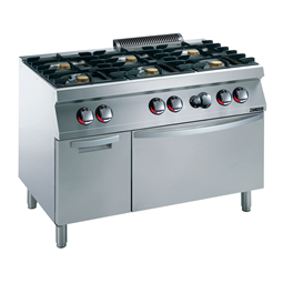 Gamma cottura modulare<br>EVO700 Cucina a gas 6 fuochi su forno a gas e vano armadiato