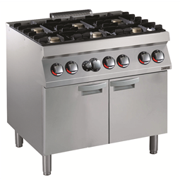 Gamma cottura modulare<br>EVO700 Cucina a gas 6 fuochi (6x5,5 kw) su forno grande a gas (9 kw)