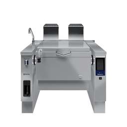 Brasiera a gas basculante, con fondo in compound, 90 lt. (h), carico automatico acqua calda/fredda con rubinetto, doccetta, kit di chiusura posteriore.