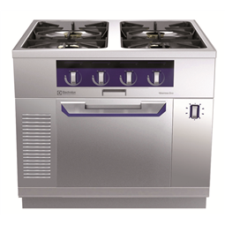 Modular Cooking Range Linethermaline 90 - 4-Burner Gas Top with Ecoflam on Static Gas Oven, 1 Side, H=700