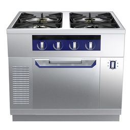 Modular Cooking Range Linethermaline 90 - 4-Burner Gas Top on Static Gas Oven, 1 Side, H=700