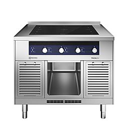 Modular Cooking Range Linethermaline 90 - 4 Zone Full Surface Induction Top on Open Base, 1 Side, Backsplash, H=700