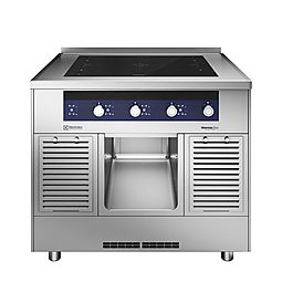 Modular Cooking Range Linethermaline 90 - 4 Zone Full Surface Induction Top on Open Base, 1 Side, Backsplash, H=800