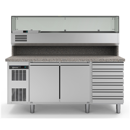 Pizza counters2-door and 6-drawer Refrigerated Counter with Show Case
