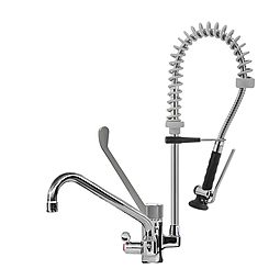 AccessoriesSingle hole deck mounted elbow operated mixing temperature faucet with short pre-rinse unit